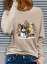 Lässig Weihnachtsschneemann Rundhals Langarm T-Shirt