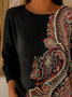 Damen Geblümt Langarm Bequem Lässig Print Pullover