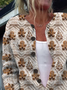 Damen Weihnachten Langarm Bequem Retro Print Strickjacke