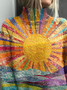 Damen Abstrakt Langarm Bequem Retro Print Pullover