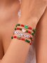Weihnachten Galvanisieren Schneeflocke Elch Weihnachten Glocke Weihnachtsmann Armband modisch und Vielseitig Weihnachten Kristall Reis Korn Armband Kombination Set