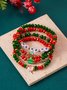 Weihnachten Galvanisieren Schneeflocke Elch Weihnachten Glocke Weihnachtsmann Armband modisch und Vielseitig Weihnachten Kristall Reis Korn Armband Kombination Set