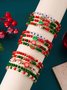 Weihnachten Galvanisieren Schneeflocke Elch Weihnachten Glocke Weihnachtsmann Armband modisch und Vielseitig Weihnachten Kristall Reis Korn Armband Kombination Set