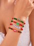 Weihnachten Galvanisieren Schneeflocke Elch Weihnachten Glocke Weihnachtsmann Armband modisch und Vielseitig Weihnachten Kristall Reis Korn Armband Kombination Set