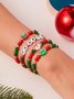 Weihnachten Galvanisieren Schneeflocke Elch Weihnachten Glocke Weihnachtsmann Armband modisch und Vielseitig Weihnachten Kristall Reis Korn Armband Kombination Set