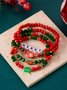 Weihnachten Galvanisieren Schneeflocke Elch Weihnachten Glocke Weihnachtsmann Armband modisch und Vielseitig Weihnachten Kristall Reis Korn Armband Kombination Set