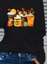 Lässig Halloween (Kürbis) Rundhals Langarm T-Shirt