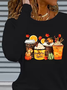 Lässig Halloween (Kürbis) Rundhals Langarm T-Shirt