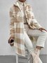 Damen Winter Oberbekleidung Lässig Print Kariert Langarm Schalkragen Jacke
