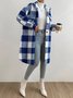Damen Winter Oberbekleidung Lässig Print Kariert Langarm Schalkragen Jacke