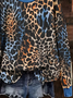 Lässig Rundhals Leopard Sweatshirt Print