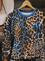 Lässig Rundhals Leopard Sweatshirt Print