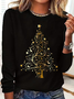 Lässig Weihnachten Rundhals Langarm T-Shirt