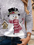 Lässig Weihnachtsschneemann Rundhals Langarm T-Shirt
