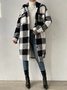 Damen Winter Oberbekleidung Lässig Print Kariert Langarm Schalkragen Jacke
