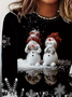 Lässig Weihnachtsschneemann Rundhals Langarm T-Shirt