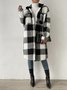 Damen Winter Oberbekleidung Lässig Print Kariert Langarm Schalkragen Jacke