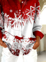 Hemdkragen Normale Ärmel Langarm Weihnachten Schnalle Regelmäßig Weit Knopfhemd Bluse für Damen