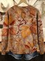 Lässig Rundhals Ahornblatt Sweatshirt Print