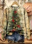 Lässig Rundhals Weihnachten Sweatshirt Print