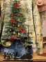 Lässig Rundhals Weihnachten Sweatshirt Print