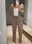 Damen Unifarben Geknöpft Zweiteiliges Set Täglich Langarm Lässig Frühling/Herbst Bluse mit Hose Matching Set