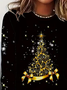 Lässig Weihnachten Rundhals Langarm T-Shirt