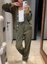 Damen Unifarben Geknöpft Zweiteiliges Set Täglich Langarm Lässig Frühling/Herbst Bluse mit Hose Matching Set