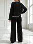 Damen Farbblock Zweiteiliges Set Täglich Langarm Lässig Frühling/Herbst Bluse mit Hose Matching Set