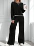 Damen Farbblock Zweiteiliges Set Täglich Langarm Lässig Frühling/Herbst Bluse mit Hose Matching Set