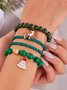 Neu Weihnachten Reis Korn Armband Vier-Pack Damen Stapeln Weihnachtsmann Schneeflocke Glocke Elch Urlaub Party Armband