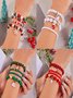 Neu Weihnachten Reis Korn Armband Vier-Pack Damen Stapeln Weihnachtsmann Schneeflocke Glocke Elch Urlaub Party Armband
