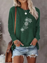 Lässig Weihnachten Rundhals Langarm T-Shirt