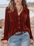 Schalkragen Halbarm Unifarben Nahtverarbeitung Regelmäßig Mikroelastizität Weit Westernhemd Bluse für Damen