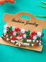 Neu Weihnachten Reis Korn Armband Vier-Pack Damen Stapeln Weihnachtsmann Schneeflocke Glocke Elch Urlaub Party Armband