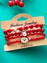 Neu Weihnachten Reis Korn Armband Vier-Pack Damen Stapeln Weihnachtsmann Schneeflocke Glocke Elch Urlaub Party Armband