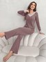 Damen Unifarben Zweiteiliges Set Täglich Langarm Lässig Frühling/Herbst Bluse mit Hose Matching Set