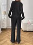 Damen Unifarben Zweiteiliges Set Täglich Langarm Lässig Frühling/Herbst Bluse mit Hose Matching Set