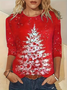 Lässig Weihnachten Rundhals Langarm T-Shirt