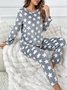Damen Geometrisch Zweiteiliges Set Täglich Langarm Lässig Frühling/Herbst Bluse mit Hose Matching Set