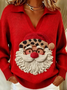 Damen Weihnachtsmann Langarm Bequem Retro Pullover