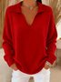 Damen Unifarben Langarm Bequem Retro Pullover
