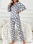 Damen Geometrisch Zweiteiliges Set Täglich Langarm Lässig Frühling/Herbst Bluse mit Hose Matching Set
