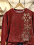 Lässig Rundhals Weihnachten Sweatshirt Print