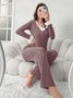 Damen Unifarben Zweiteiliges Set Täglich Langarm Lässig Frühling/Herbst Bluse mit Hose Matching Set