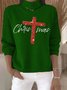 Damen Weihnachten Langarm Bequem Retro Pullover