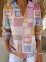 Damen Geometrisch Langarm Bequem Retro Pullover