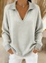 Damen Unifarben Langarm Bequem Retro Pullover
