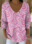 Damen Baumwolle Geometrisch Langarm Bequem Lässig Pullover