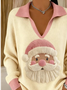 Damen Weihnachtsmann Langarm Bequem Retro Pullover